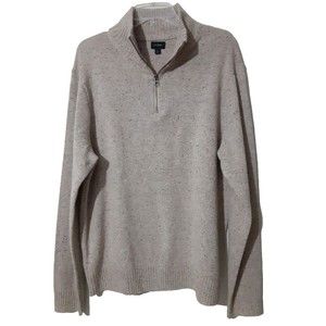 J. Crew Sweater Men's Size Large L Wool  Blend Beige 1/4 Zip Pullover Sweater